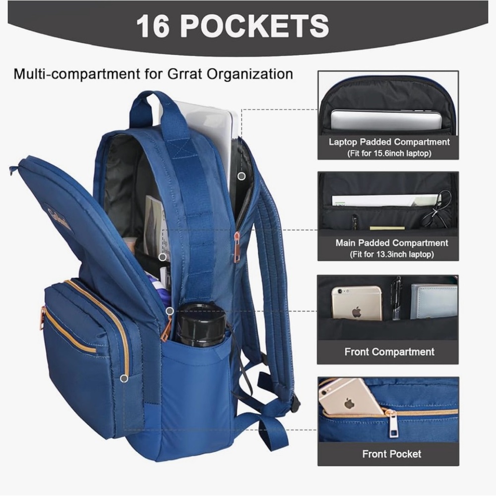 Backpack, Goloni 15.6 Inch Laptop/Backpack - Picture 7 of 11